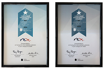 Framed Roy Morgan awards for 2024 and 2025